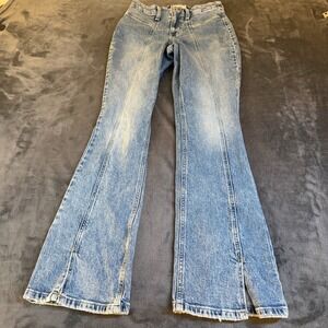 Edgely Flare‎ Leg Jeans Women's Size 6 High Rise Light Wash Split Hem 26x32"
